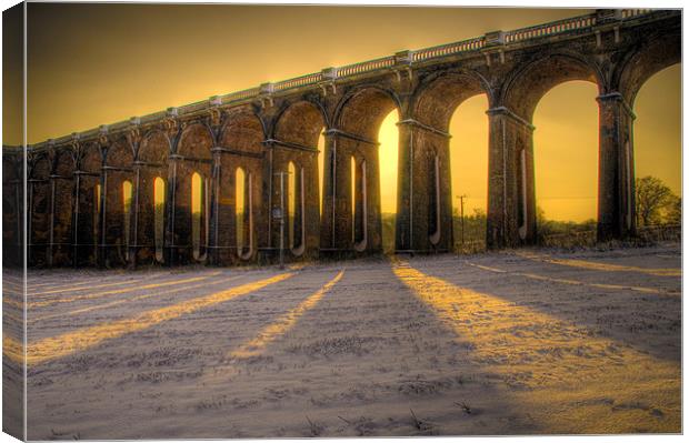 Balcombe Viaduct in the Snow at Sunset Canvas Print by Eddie Howland