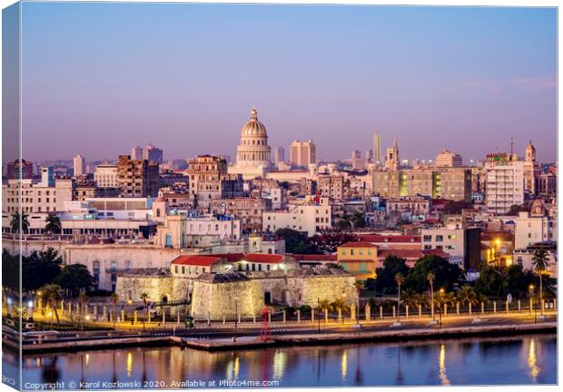 Havana Skyline, Cuba Canvas Print by Karol Kozlowski