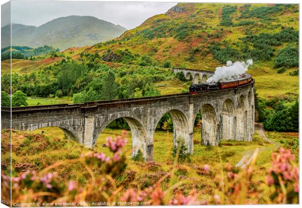 Jacobite Steam Train crossing the Glenfinnan Viaduct Canvas Print by Karol Kozlowski