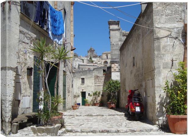 Street in Matera Canvas Print by Thelma Blewitt