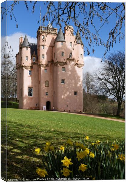 Craigievar Castle, Aberdeenshire, on a bright spring morning Canvas Print by Andrew Davies