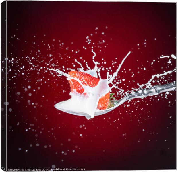 Strawberry Milk-Splash Canvas Print by Thomas Klee