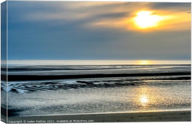 LLandudno Sunset grey tones on the beach  Canvas Print by Helkoryo Photography