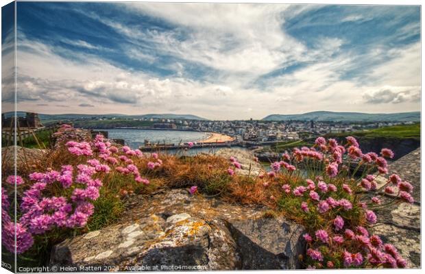 Peel Harbour Beach and Port in the Isle of Man. Canvas Print by Helkoryo Photography