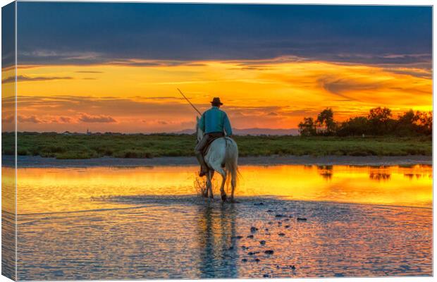 Riding into the Sunset Canvas Print by Helkoryo Photography