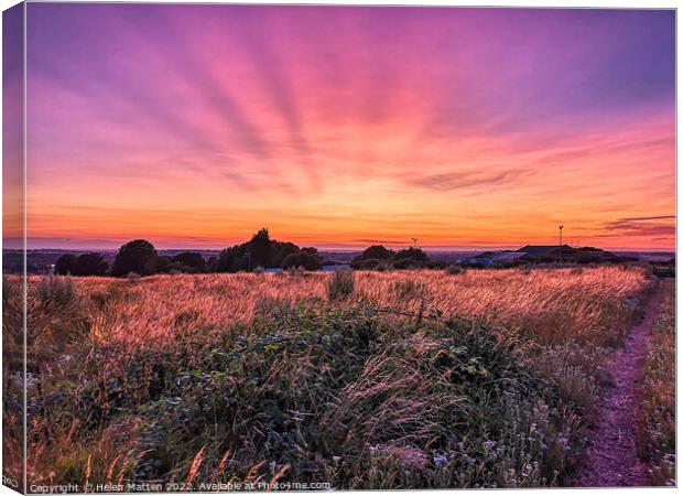 Radiant Sunset at Borough Hill Canvas Print by Helkoryo Photography