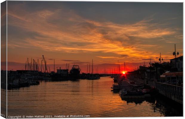 Sunrise on Grau du Roi port Camargue Canvas Print by Helkoryo Photography