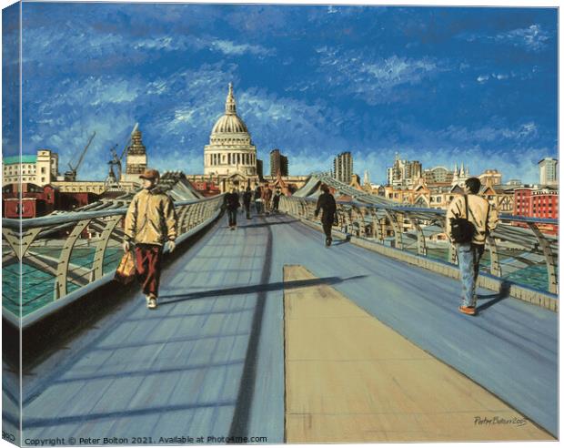 'Millennium Bridge' by Peter Bolton. Originally painted by me in 2003. Now available as prints.  Canvas Print by Peter Bolton