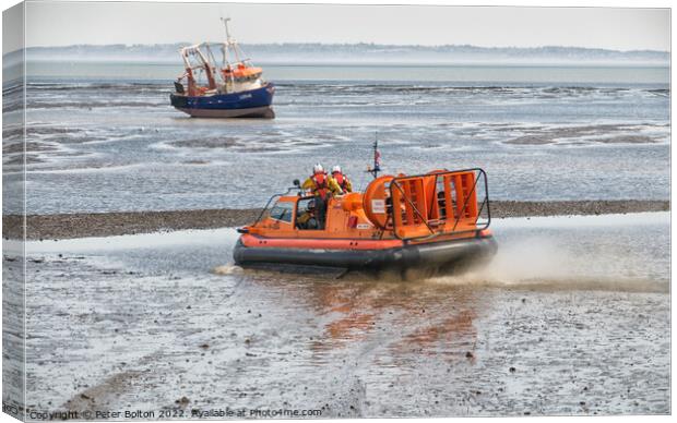 Lifesaving Hovercraft Rescue Canvas Print by Peter Bolton