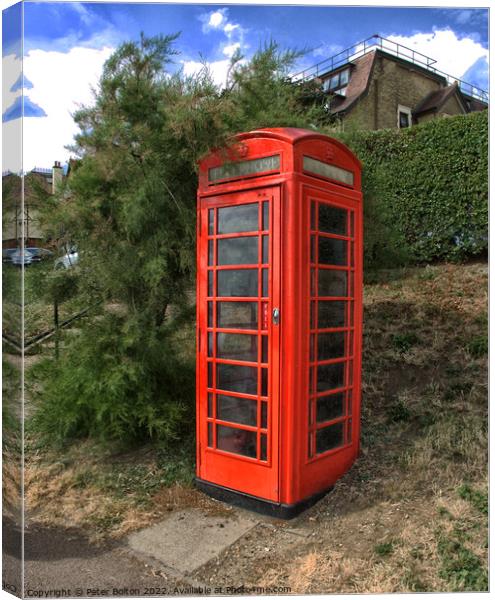 Iconic Red Telephone Kiosk Canvas Print by Peter Bolton