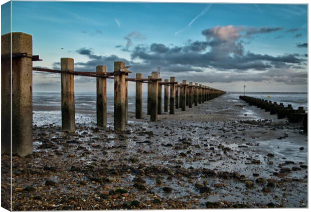 Shoeburyness WWII  Defensive Boom. Built 1939, redesigned 1950-1953 Canvas Print by Peter Bolton