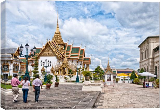 A main thoroughfare at the Grand Palace in Bangkok, Thailand.  Canvas Print by Peter Bolton