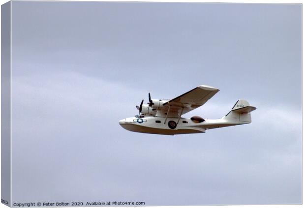 Consolidated  PBY Catalina Flying Boat over Essex, UK. Canvas Print by Peter Bolton