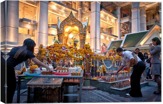 The Erawan Shrine in Bangkok, Thailand. #2 in a series. Canvas Print by Peter Bolton