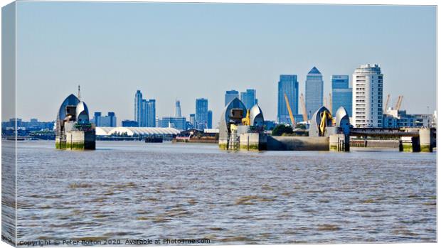 The Thames Barrier, London, UK. Canvas Print by Peter Bolton