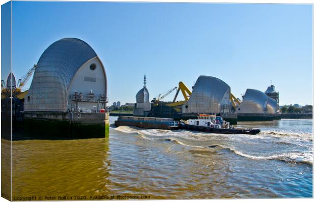 The Thames Barrier, London, UK. Canvas Print by Peter Bolton