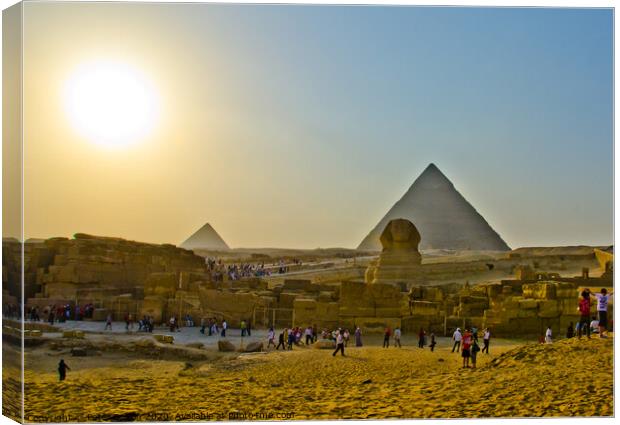 The pyramid site at Giza, Egypt. Canvas Print by Peter Bolton