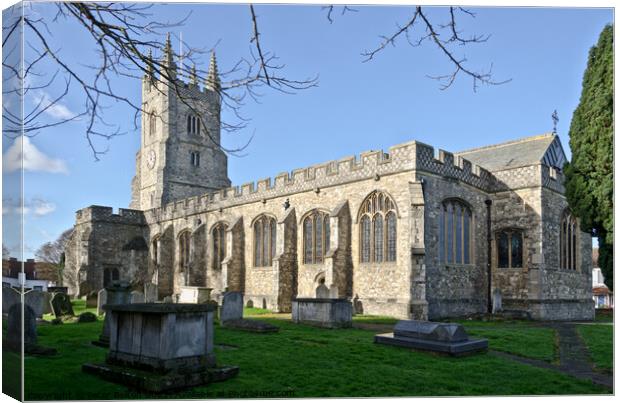 St. Mary's Church, Prittlewell. Southend on Sea. Canvas Print by Peter Bolton