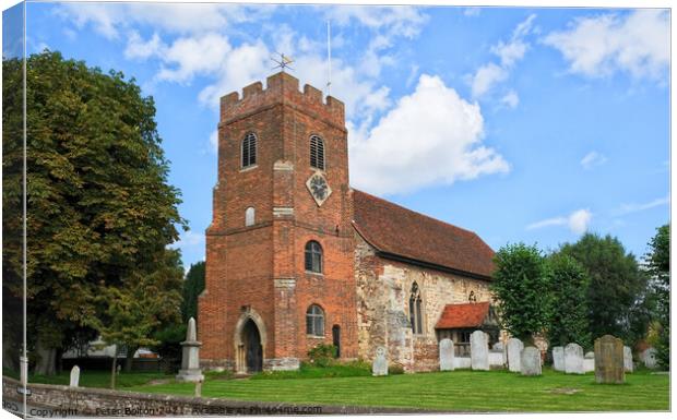 St.Thomas Church, Bradwell-juxta-Mare, Bradwell, Essex, UK. Canvas Print by Peter Bolton
