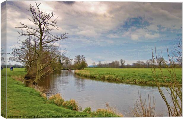River Stour, 'Constable country', Dedham, Essex, UK. Canvas Print by Peter Bolton