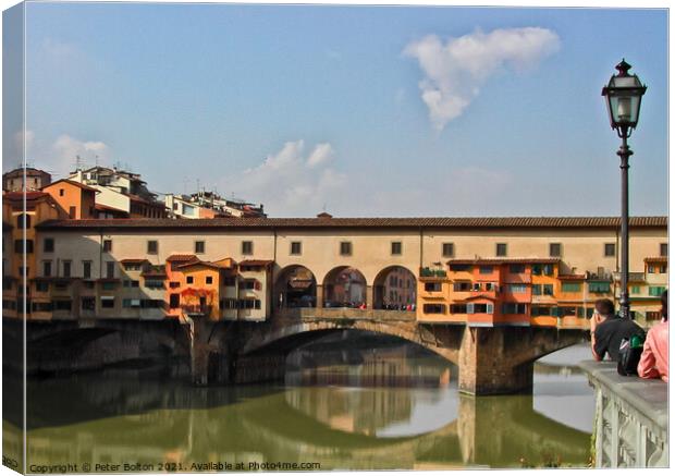 Ponte Vecchio, Florence, Italy. Canvas Print by Peter Bolton
