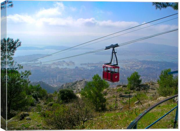 cable car above Nice, France. Canvas Print by Peter Bolton