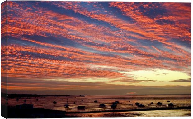 An unusual cloud formation. Early morning at Westcliff on Sea, Essex, UK.  Canvas Print by Peter Bolton
