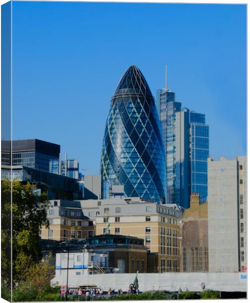 The Gherkin, City of London Canvas Print by Peter Bolton