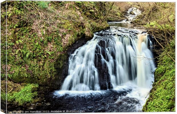 Waterfall at Glenariff, Northern Ireland Canvas Print by jim Hamilton