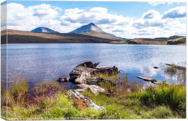Majestic Mount Errigal: The Serenity of Lough Agan Canvas Print by jim Hamilton