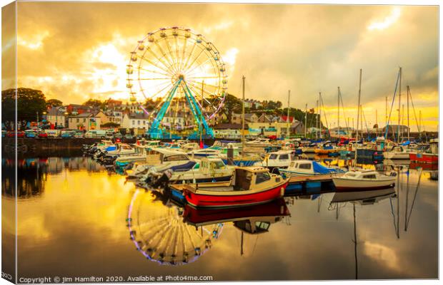 Ballycastle Marina,Northern Ireland at sunset Canvas Print by jim Hamilton