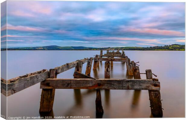 Old wooden jetty,Lough Swilly Donegal Canvas Print by jim Hamilton