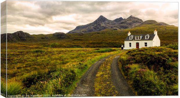 Alltdearg cottage, Sligachan, Isle of Skye Canvas Print by jim Hamilton