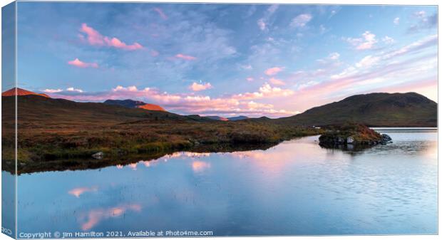 Sunset at Loch Nah Achlaise,Scottish highlands, Canvas Print by jim Hamilton