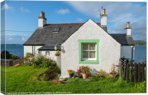 Crinan canal cottage Canvas Print by Robert Thrift