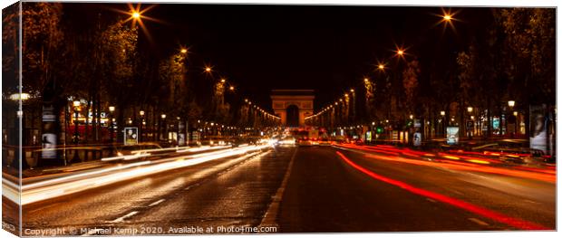 Champs Elyéese at night. Canvas Print by Michael Kemp