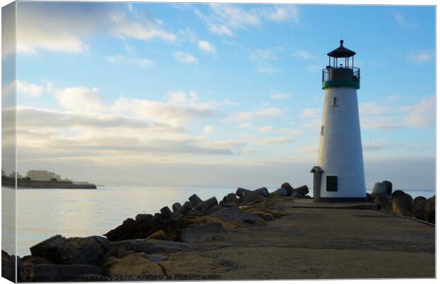 Lighthouse at Santa Cruz California Canvas Print by Timothy OLeary