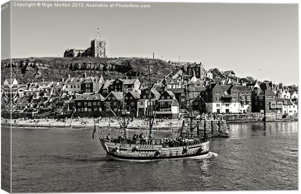 St Marys Church and Galleon Whitby Canvas Print by Nige Morton
