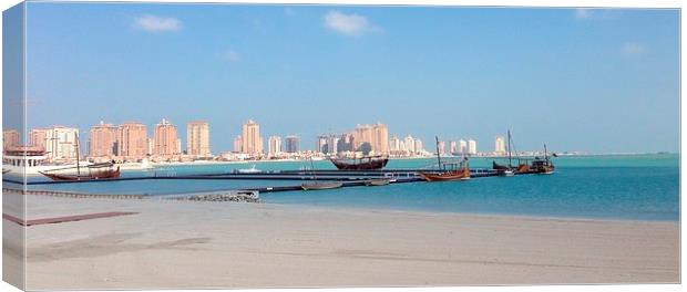 Katara beach in Qatar Canvas Print by a aujan