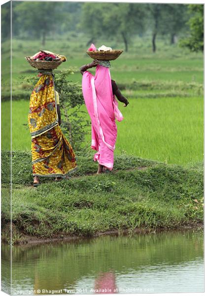 Farm Laborers Canvas Print by Bhagwat Tavri