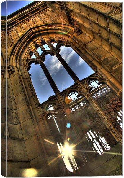 Sunlight at the bombed out church Canvas Print by Simon Case