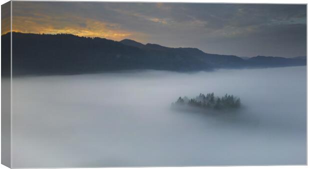 Lord's Island - Derwentwater Cloud Inversion Canvas Print by Chester Tugwell
