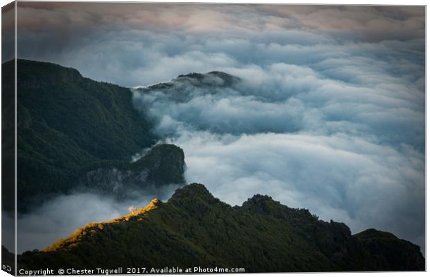 View from Pico Ruivo, Madeira, Portugal Canvas Print by Chester Tugwell