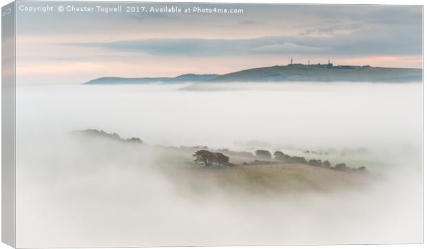 Cloud Inversion on the South Downs, Steyning Bowl Canvas Print by Chester Tugwell