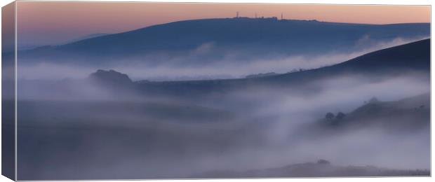 Truleigh Hill, South Downs in Mist Canvas Print by Chester Tugwell