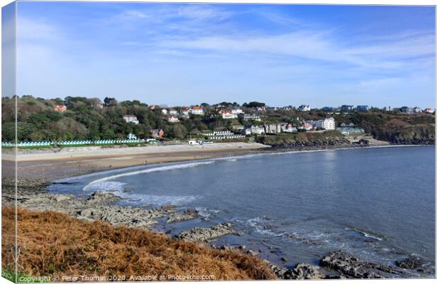 Langland Bay Gower Coast Canvas Print by Peter Thomas