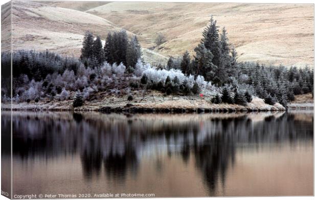 Beacons Reservoir in Winter Canvas Print by Peter Thomas