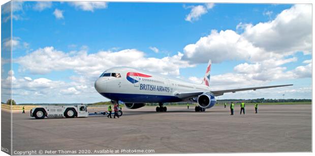 Beauty of a Retired British Airways 767 Canvas Print by Peter Thomas