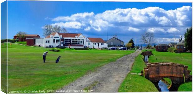 Playing out the 18th at Millport Canvas Print by Charles Kelly
