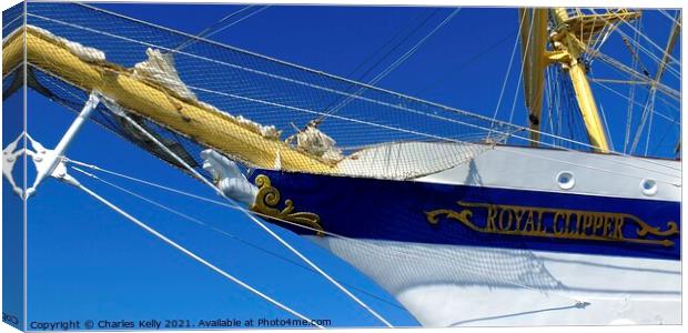 Royal Clipper - Ship's Name and Figurehead Canvas Print by Charles Kelly